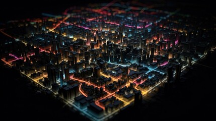 3D layout city from above. Generative AI