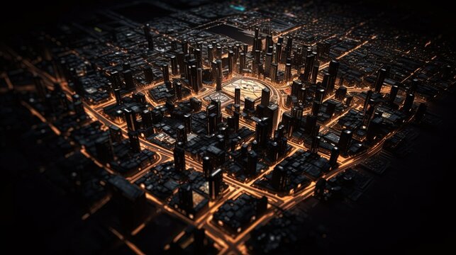 3D layout city from above. Generative AI