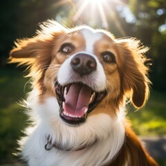 Fototapeta premium happy dog in the garden