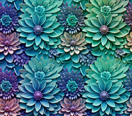 3D Flower Seamless Pattern