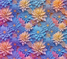 Schilderijen op glas 3D Flower Seamless Pattern © imane