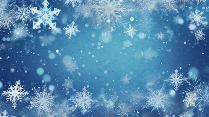 Fototapeta na wymiar Blue winter banner with snowflakes