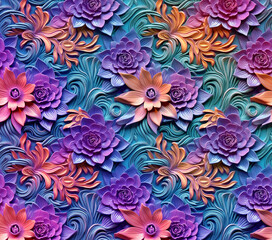 3D Flower Seamless Pattern