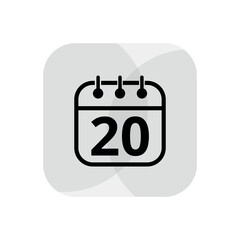 Calendar simple icon with specific day marked. Calendar flat icon for websites, blogs and graphic resources. Appointment scheduled, day 20.