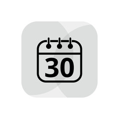 Calendar simple icon with specific day marked. Calendar flat icon for websites, blogs and graphic resources. Appointment scheduled, day 30.