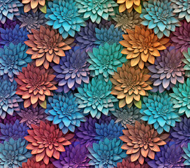 3D Flower Seamless Pattern