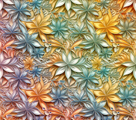 Fototapeta premium 3D Flower Seamless Pattern