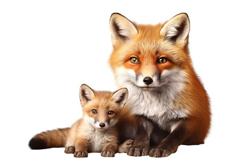 Fototapeta premium Fox and baby isolated