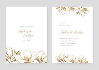 Vector elegant wedding card with floral frame multi purpose