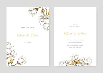 Vector organic flat design wedding invitation