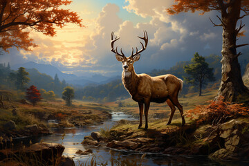 various game animals, such as deer, ducks, or pheasants, showcasing their natural beauty and anatomy, allowing viewers to appreciate the diversity of wildlife pursued in hunting. Generative AI