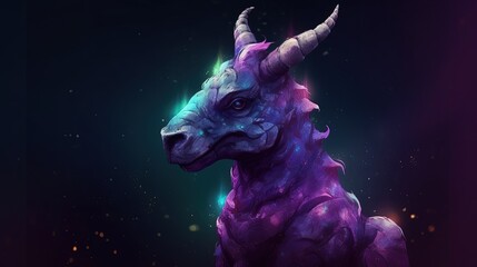 Purple mystical animal. Purple dragon. Generative AI
