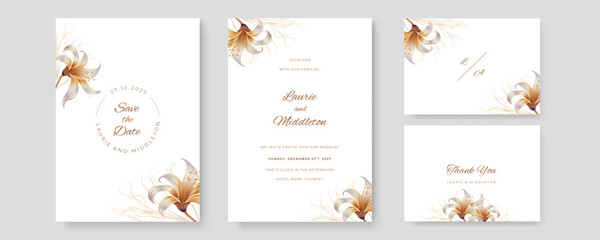 Elegant vector watercolor floral wedding invitation card template