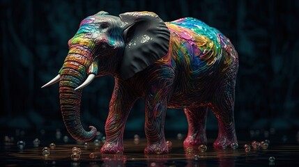 Obraz premium Luminous multicolored elephant statuette. Elephant figurine. Generative AI
