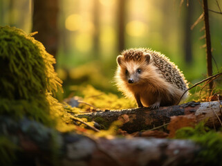 Hedgehog in the summer forest