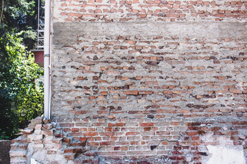 Old brick wall texture demolished