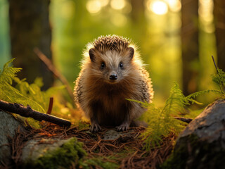 Hedgehog in the summer forest