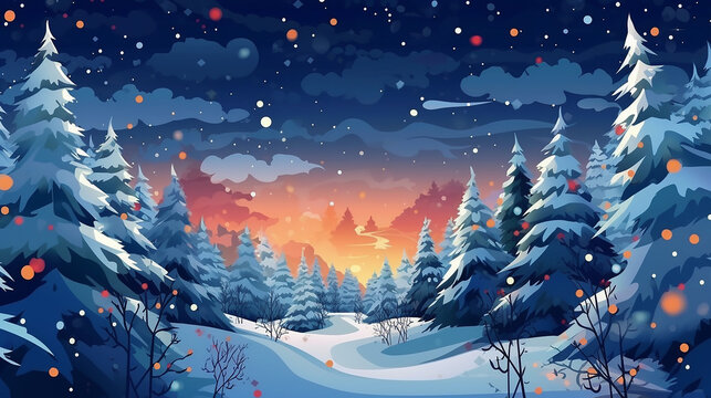 winter landscape with snow. generative AI.