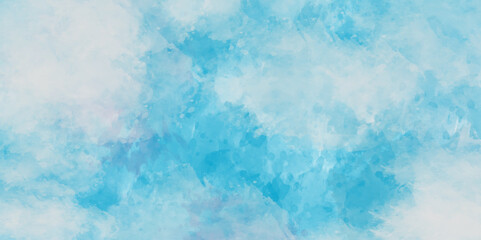 Light blue watercolor background. Abstract blue-sky background with cloud. Soft sky-blue Classic hand-painted aquarelle watercolor background.