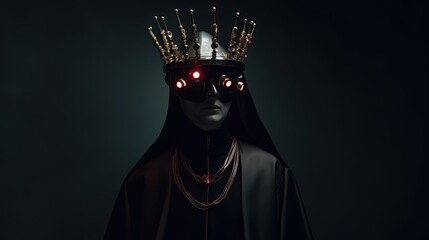 Sci-fi no-face high fashion creature. Faceless priestess. Generative AI