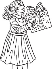 Hanukkah Girl Giving a Present Isolated Adults 