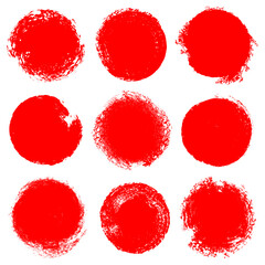 Neun Runde Rote Pinselstriche Kratzer Set