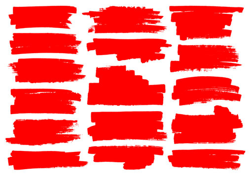 Set Sechzehn Rote Pinselstriche Kratzer