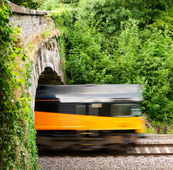 Train exiting bridge