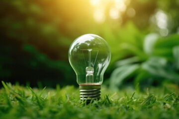 Light bulb with green electric light