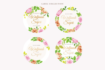 elegant floral and leaves label in vintage style