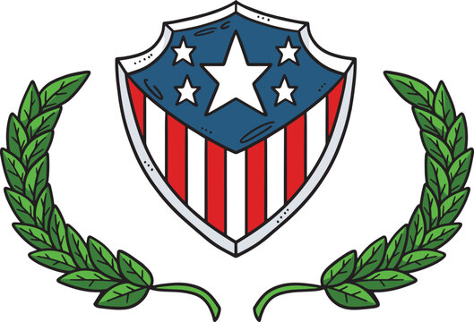 Shield Star Stripes and Laurel Wreath Clipart
