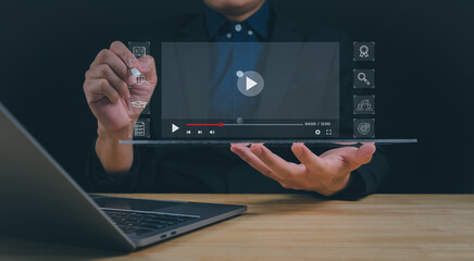 E-learning concept: Graduate certificate program, online study, creative ideas, and knowledge acquisition for internet education.