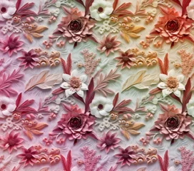 Fototapeten 3D Flower Seamless Pattern © imane
