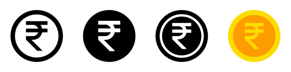 Indian Rupee coin vector symbols set