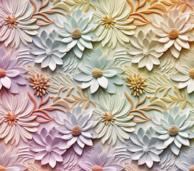 3D Flower Seamless Pattern