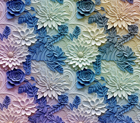 3D Flower Seamless Pattern