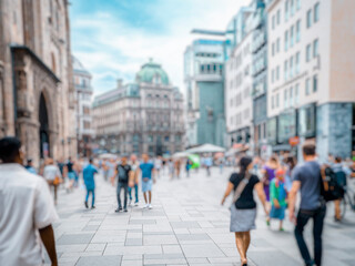 crowd of people walking on city streets