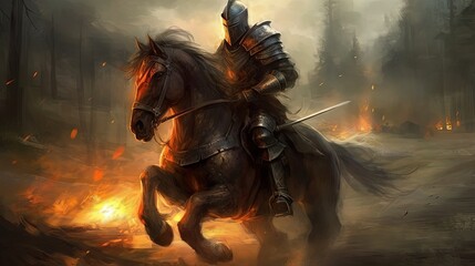 The knight on horseback. Generative AI