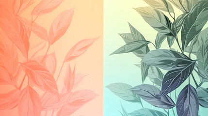 Watercolor pastel background with leaves, generative AI.