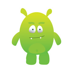 oval shaped green monster with big eyes