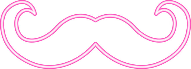 Moustache Neon. Moustache Icon Line Neon. Moustache Neon Signboard Icon. Moustache Neon Icon. Neon Moustache Outline Icon. Vector illustration. Elements for design. Flat design.