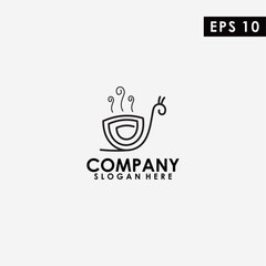 Coffee Of Snail Logo Design Vector Template. Modern Design. Snail Icon. Flat Logo. Snail. Vector Illustration