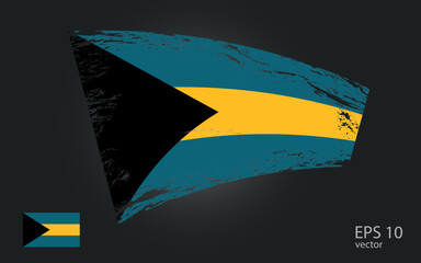 Vector flag of Bahamas, illustration. Brush paint stroke trail view with flat vector flag.
