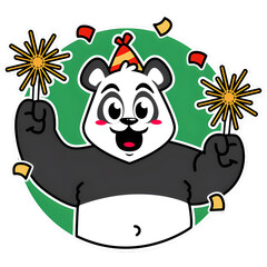 panda bear with a flower
