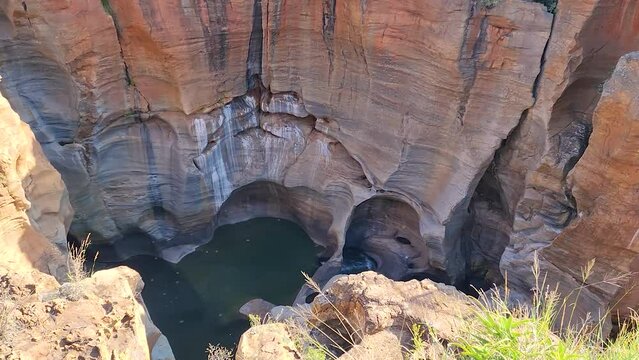 Top-down view of Burke's Potholes in Blyde Canyon, South Africa