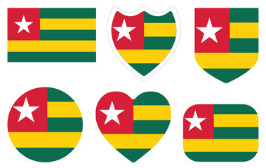 Togo flag. Togo flag shape set