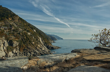 Panorama of the Ligurian sea in Vernazza.