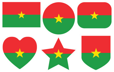Burkina Faso flag set. Flag of Burkina Faso shape set.
