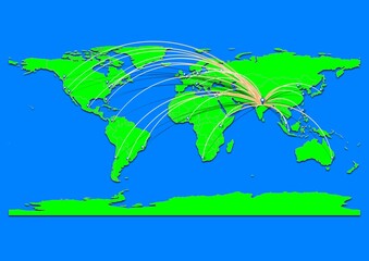 Naklejka premium Vibrant Jabalpur, India map - Export concept map for Jabalpur, India on World map. Suitable for export concepts. File is suitable for digital editing and prints of all sizes.
