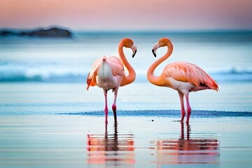Fototapeta na wymiar flamingo in the Water Generative by AI Technology